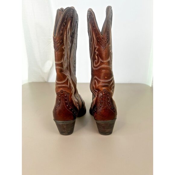 ARIAT Women’s BOOTS CARAMEL TOOLED LEATHER HERITAGE X TOE STYLE 10005908 SZ 7.5B - Picture 8 of 16